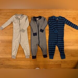 Hanna Andersson 2T Organic Cotton Zipper Onesie (set of 3)